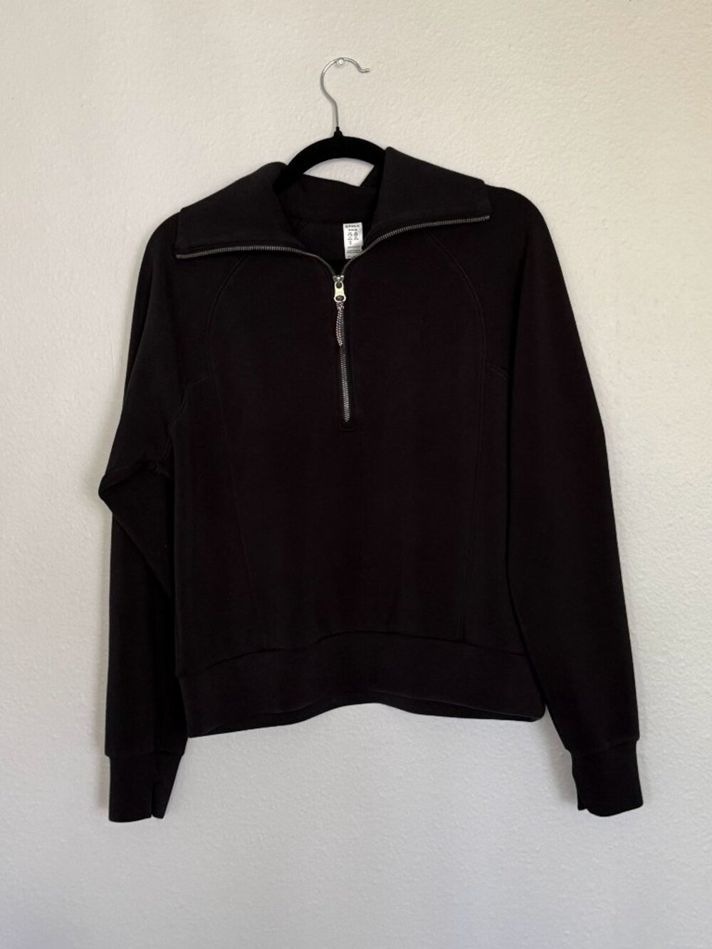 SPANX AirEssentials Half Zip Pullover Sweatshirt Black Women's Size M / Medium